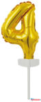 Számok Arany Gold 4-es szám fólia lufi tortára 13 cm (JAV_DPA9912678)