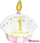 Első születésnap Pink Holographic fólia lufi 66 cm (JAV_DPA9916495)