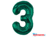 Számok Zöld B&C Bottle Green 3-as szám fólia lufi 85 cm (JAV_MLG190199)