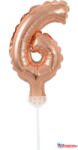 Számok Rose Gold 6-os szám fólia lufi tortára 13 cm (JAV_MLG114379)