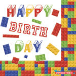 Boldog Születésnapot Happy Birthday Building Blocks szalvéta 20 db-os 33x33 cm (JAV_PKK037991)