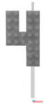 Blocks Építőkocka 4-es Grey Blocks tortagyertya, számgyertya (JAV_MLG132755B)
