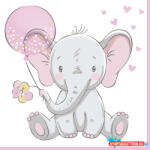Baby elefánt Pink Balloon szalvéta 20 db-os 33x33 cm (JAV_PKK045934)
