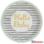 Baby Hello Baby Gold papírtányér 8 db-os 23 cm (JAV_DPA9913150)