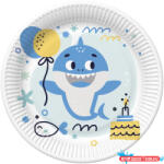 Boldog Születésnapot Happy Birthday Blue Shark papírtányér 8 db-os 22, 7 cm (JAV_PKK773159)