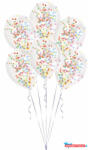  Színes Colorful konfettivel töltött léggömb, lufi 6 db-os 11 inch (27, 5 cm) (JAV_DPA9903277)