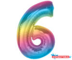 Számok Színes 6-os Rainbow szám fólia lufi 92 cm (JAV_MLG195415)