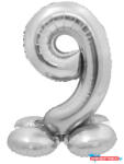 Számok Ezüst 9-es Silver szám fólia lufi talppal 72 cm (JAV_MLG145953)