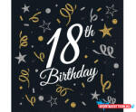 Boldog Születésnapot Happy Birthday 18 B&C szalvéta 20 db-os 33x33 cm (JAV_MLG156706)