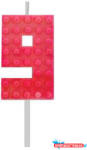 Blocks Építőkocka 9-es Red Blocks tortagyertya, számgyertya (JAV_MLG132809A)