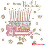 Boldog Születésnapot Happy Birthday Cake on Gold Stand szalvéta 20 db-os 33x33 cm (JAV_PKK057227)