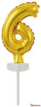 Számok Arany Gold 6-os szám fólia lufi tortára 13 cm (JAV_DPA9912680)