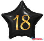 Boldog Születésnapot Fekete Happy Birthday 18 Black csillag fólia lufi 44 cm (JAV_MLG155655)
