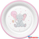 Elefánt Baby elefánt Pink Balloon papírtányér 8 db-os 18 cm (JAV_PKK046726)