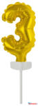 Számok Arany Gold 3-as szám fólia lufi tortára 13 cm (JAV_DPA9912677)
