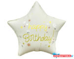 Boldog Születésnapot Happy Birthday Matt White csillag fólia lufi 44 cm (JAV_MLG411659)