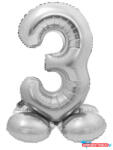 Számok Ezüst 3-as Silver szám fólia lufi talppal 72 cm (JAV_MLG145878)