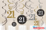 Boldog Születésnapot Happy Birthday Gold 21 Szalag dekoráció 12 db-os szett (JAV_DPA9900566)