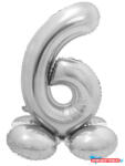 Számok Ezüst 6-os Silver szám fólia lufi talppal 72 cm (JAV_MLG145946)