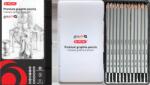 Herlitz Set 12 creioane grafit Herlitz 2h/h/f/hb/b/2b/3b/4b/5b/6b/7b/8b hexagonale corp argintiu 2 mm, cutie metal (9498230)