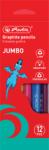Herlitz Set 12 creioane triunghiulare grafit cu radiera Jumbo (Groase) Herlitz 2B, 4mm (9498360)