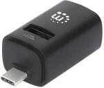 Manhattan USB HUB - 3db USB 3.0 / 2.0 Type-C Combo Mini Hub, Ultra-Compact Design, Fekete 180993 (180993)
