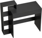 HomCom Modern PC Íróasztal 3 Nyitott Polccal és Fiókos, Fekete Fa, 100x40x90 cm