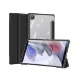 Samsung Tab A7 Lite 8.7 SM-T220 / T225, mappa tok, Trifold, légpárnás sarok, közepesen ütésálló, átlátszó hátlap, Dux Ducis Toby, fekete - prodots