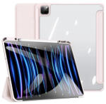 Apple iPad Pro 13 (2024 / 2025), mappa tok, Smart Case, légpárnás sarok, közepesen ütésálló, érintőceruza tartó, átlátszó hátlap, Dux Ducis Toby, rózsaszín - prodots