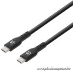Manhattan Kábel - USB-C Male to USB-C Male kábel, 2m, 100W/5A, Fekete (355247)
