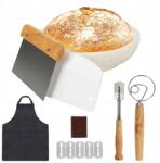 Bedee 23 cm-es rattan kenyérsütő szett kötény+könyv+5 penge (bedee-koszyk do wyrastania chleba 23 cm)