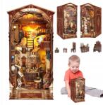 Bedee Fából készült könyvtár Varázslatos kreatív könyvtár festett Led dekorációval (Puzzle 3D)