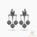  Ezüst Fülbevaló Lógó Tribal Szív Oxidált Etnikai Vintage Retro Boho