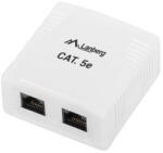Lanberg OU5-0002-W Cat. 5e UTP 2xRJ45 dupla árnyékolatlan falon kívüli aljzat