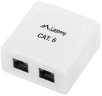 Lanberg OU6-0002-W Cat. 6 UTP 2xRJ45 dupla árnyékolatlan falon kívüli aljzat