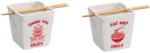 AdTrend Set 2 boluri mancare chinezeasca dolomit alb rosu, betisoare bambus 12, 5 x 12, 5 x 13 cm (122394)