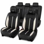 Carguard Huse auto premium 5 locuri Carguard Deluxe din piele ecologica perforata negru-alb (HSA023)