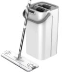 Flippy Set de curatenie Flippy, mop si galeata, galeata 5.7 l, 4 rezerve microfibra incluse, design modern, pentru interior, material plastic, peri sintetici, plat, cu storcere, alb (125229)