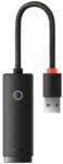 Baseus Adapter hálózati kártya Baseus Lite WKQX000001, USB 2.0 - RJ-45 10/100 Mbps, LED, fekete (WKQX000101)