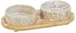 TRIXIE Tál Bambusz Állványon 2 × 0.3 l/o 12 cm/30 × 6 × 15 cm, fehér/light barna (24828)