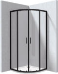 Deante Funkia Evo cabină cu cădiță 80x80 cm semicircular negru mat/sticlă transparentă KYPPN088P (KYPPN088P)