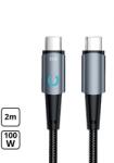 Cellect Szövet adatkábel 100W Type-C to Type-C Fekete 2m MDCU-TYPEC2-100WS-BK (MDCU-TYPEC2-100WS-BK)