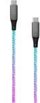 FIXED LED Cable USB-C/USB-C világító hatással és PD támogatással 1, 2 méter 60W fonott szivárvány (FIXDLED-CC-RA)