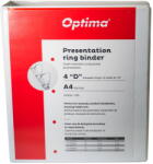 Optima - Clasic & Premium Caiet mecanic A4, cu buzunar, plastifiat PP, 4 inele - D50 mm, cotor 75mm, Optima - alb (OP-500982501)