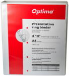 Optima - Clasic & Premium Caiet mecanic A4, cu buzunar, plastifiat PP, 4 inele - D40 mm, cotor 65mm, Optima - alb (OP-500981101)