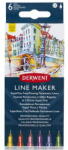 Derwent Liner DERWENT Professional, 0.3 mm, varf subtire si uscare rapida, 6 buc/set, diverse culori (DW-2305576)