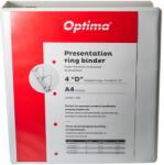 Optima - Clasic & Premium Caiet mecanic A4, cu buzunar, plastifiat PP, 4 inele - D65 mm, cotor 90mm, Optima - alb (OP-500982701)