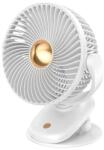 EUROLAMP Újratölthető asztali ventilátor csíptetővel 5W/5V 1200 mAh fehér 300-20534 (EU0697)
