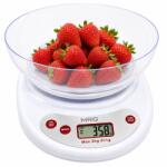 MRG Cantar Bucatarie MRG M1227, cu Bol Detasabil 1L, ABS, Capacitate 5Kg, Display LCD, Functie Tara, Oprire Automata, Alb Cantare de bucatarie