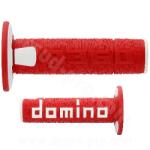 DOM Offroad markolatpár A360 zárt végű, piros/fehér, 120-123 mm DOM Bicikli alkatrészek Kerékpár alkatrészek Kerékpár kormányszalagok és markolatok